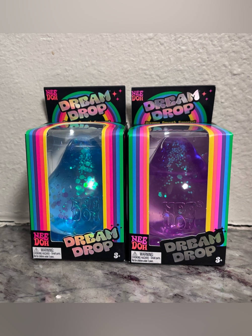 NeeDoh Dream Drop bundle of 2 Blue & Purple